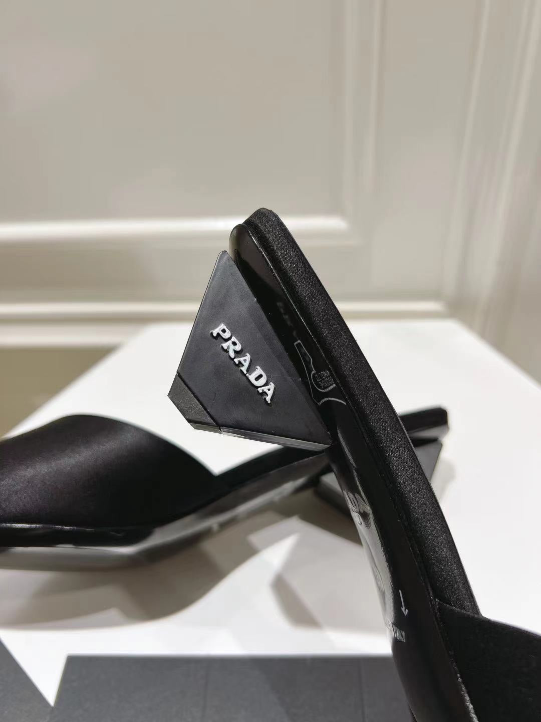 PRA POINTED-TOE MULES BLACK SATIN