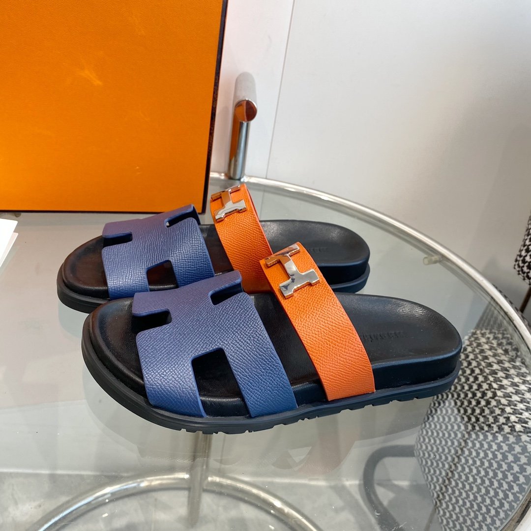 Chypre Sandal Charcoal Blue Leather