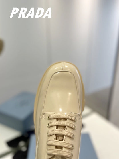 PRA BRUSHED LEATHER MONOLITH LACE-UP LOAFERS BEIGE