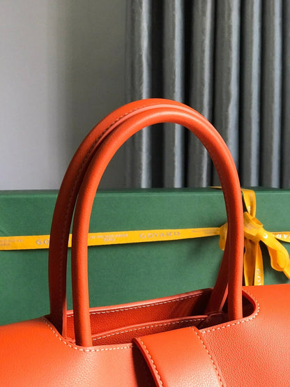 SAIGON SOUPLE BAG 34 IN RED ORANGE GOYARDINE CANVAS AND CALFSKIN