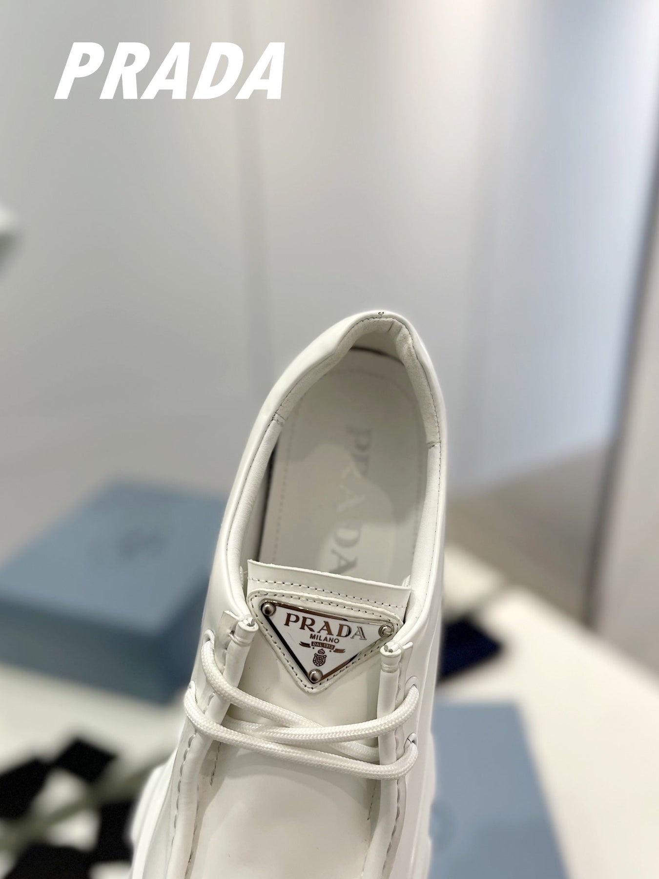 PRA MONOLITH LACE-UP LOAFERS WHITE CALFSKIN