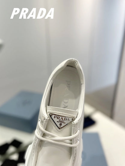 PRA MONOLITH LACE-UP LOAFERS WHITE CALFSKIN