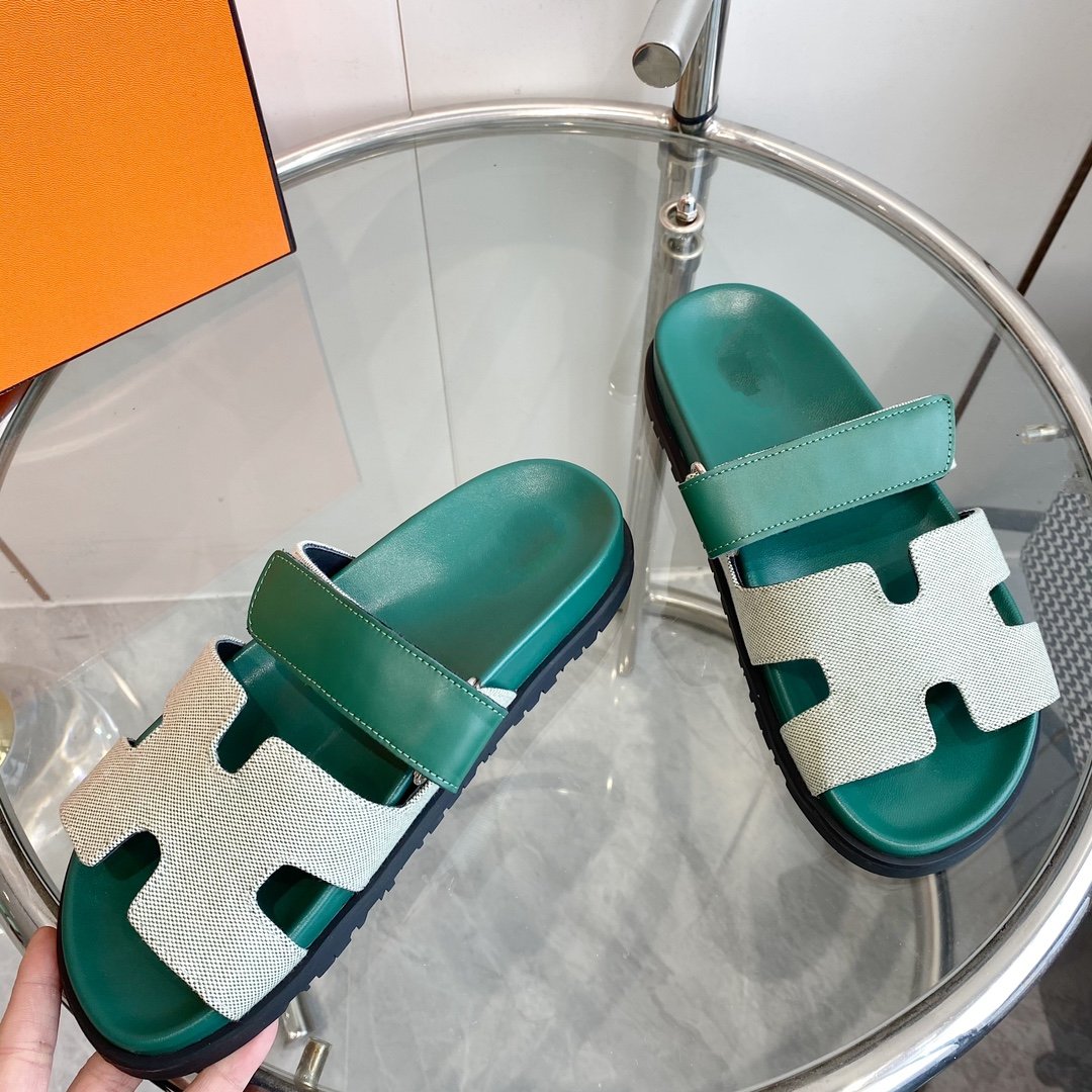 Chypre Canvas Sandal Tiff Leather