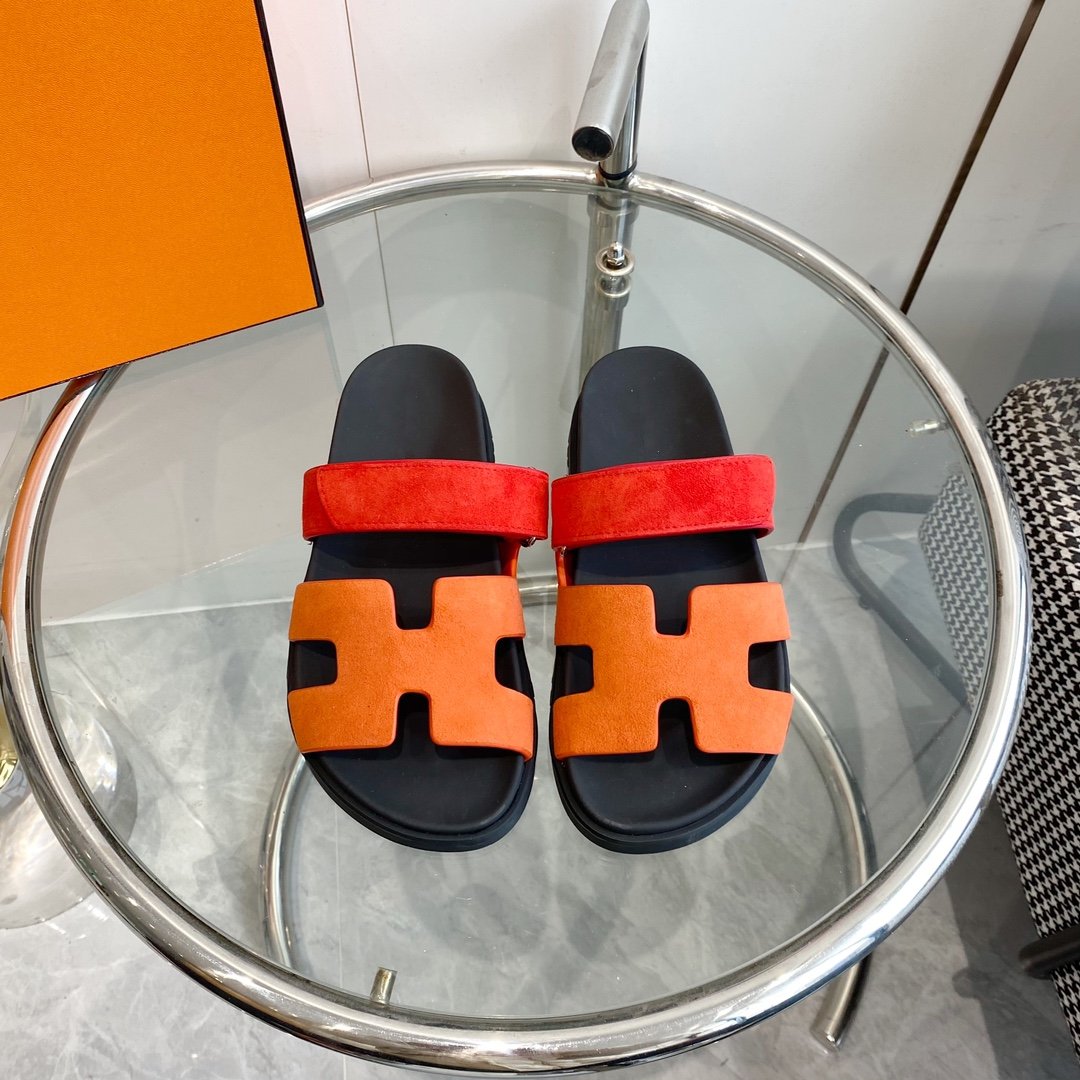 Chypre Sandal Orange Chapas / Red Suede