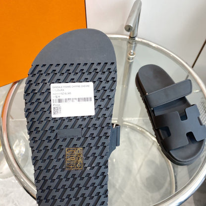 Chypre Sandal Black Mastic Calfskin Leather