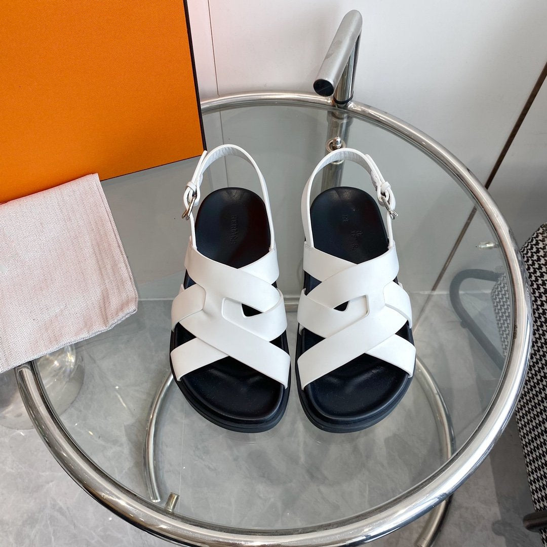 Genius Sandal Slingback White Calfskin Leather