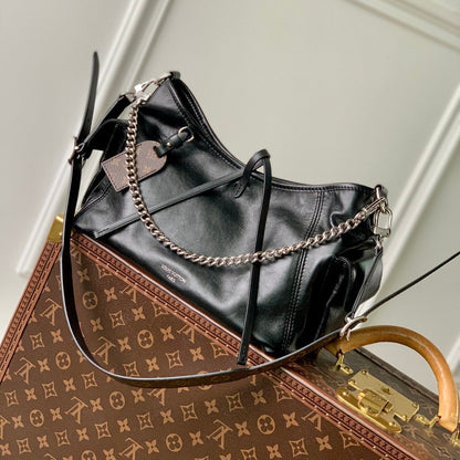 CARRYALL CARGO VIBE PM 33.5 IN BLACK LAMBSKIN BROWN MONOGRAM TAG