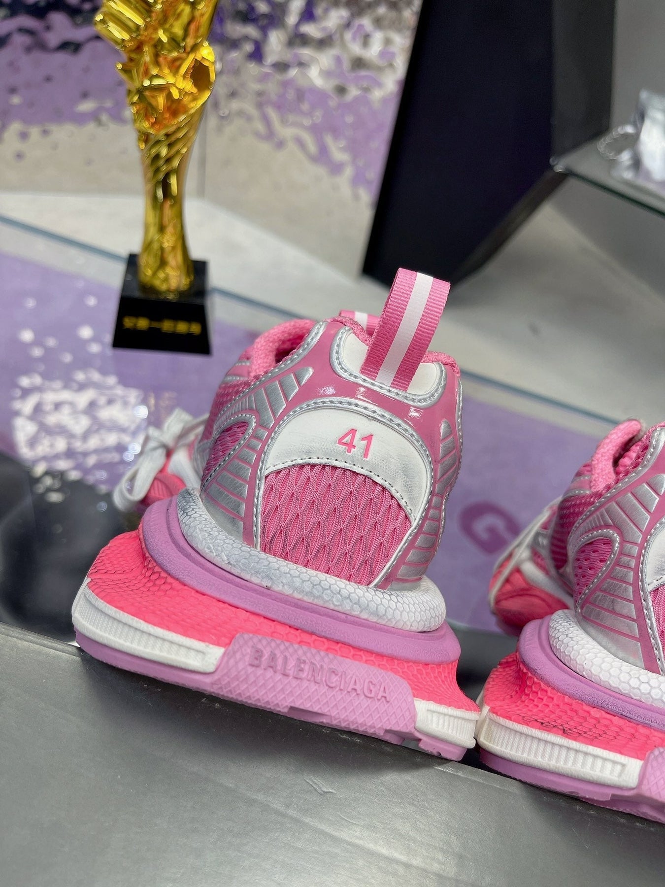 3XL SNEAKER IN PINK MIX SILVER MESH AND POLYURETHANE