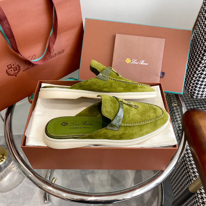 LP CHARMS WALK BABOUCHE LOAFERS CHARTREUSE SUEDE