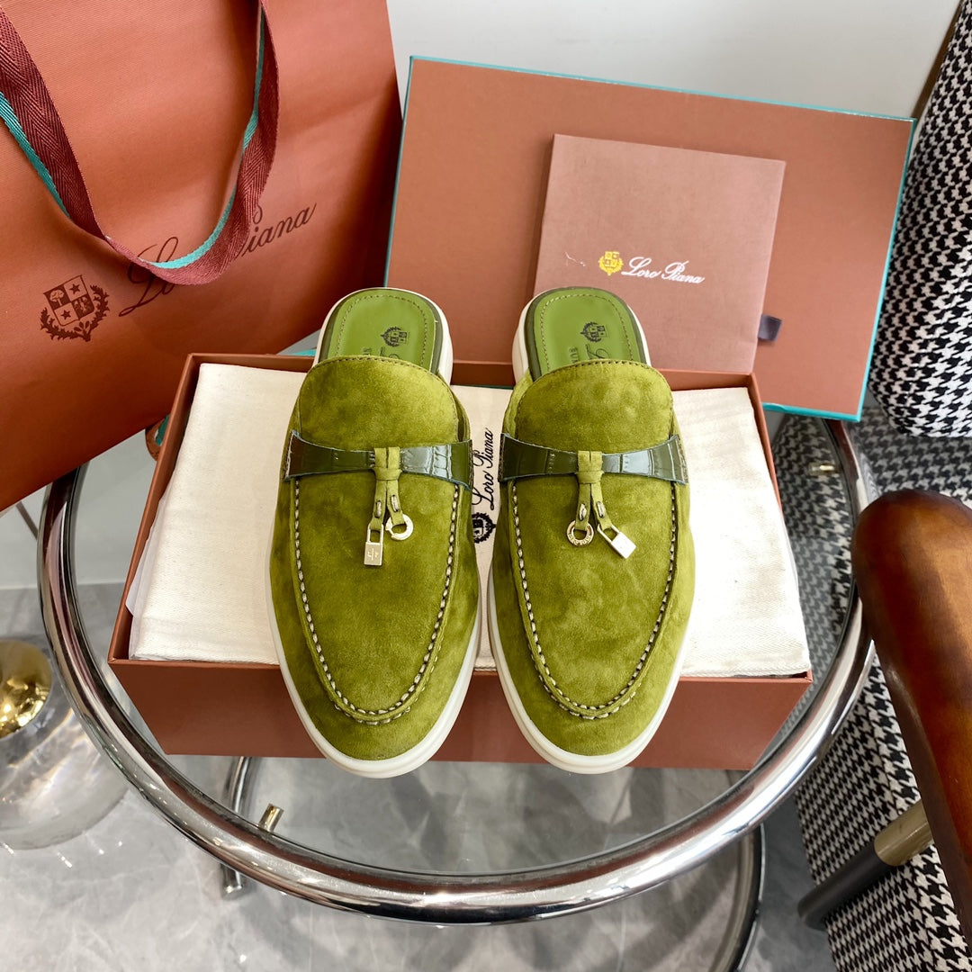 LP CHARMS WALK BABOUCHE LOAFERS CHARTREUSE SUEDE