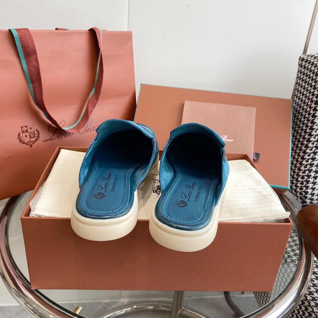 LP CHARMS WALK BABOUCHE LOAFERS OCEAN SUEDE