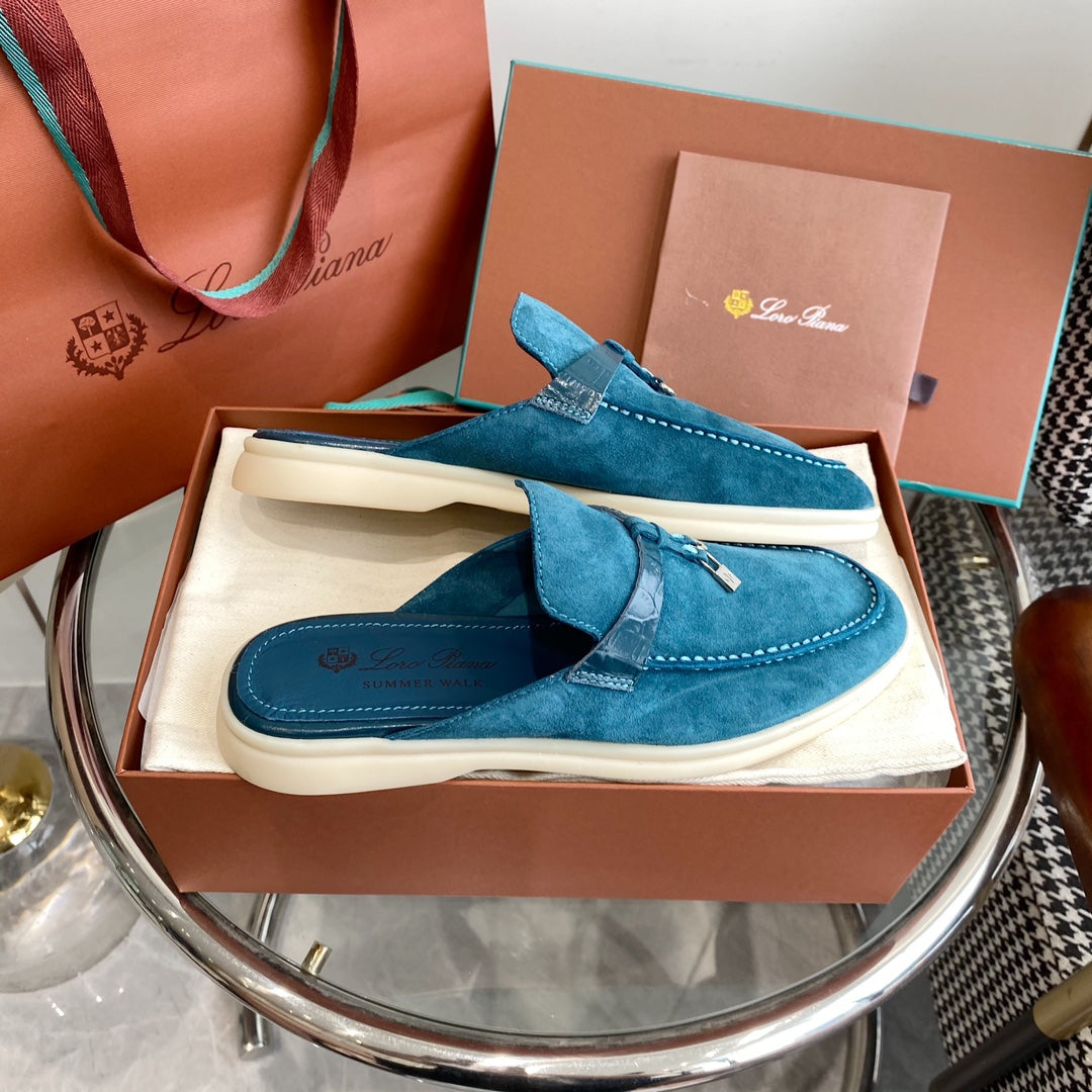 LP CHARMS WALK BABOUCHE LOAFERS OCEAN SUEDE