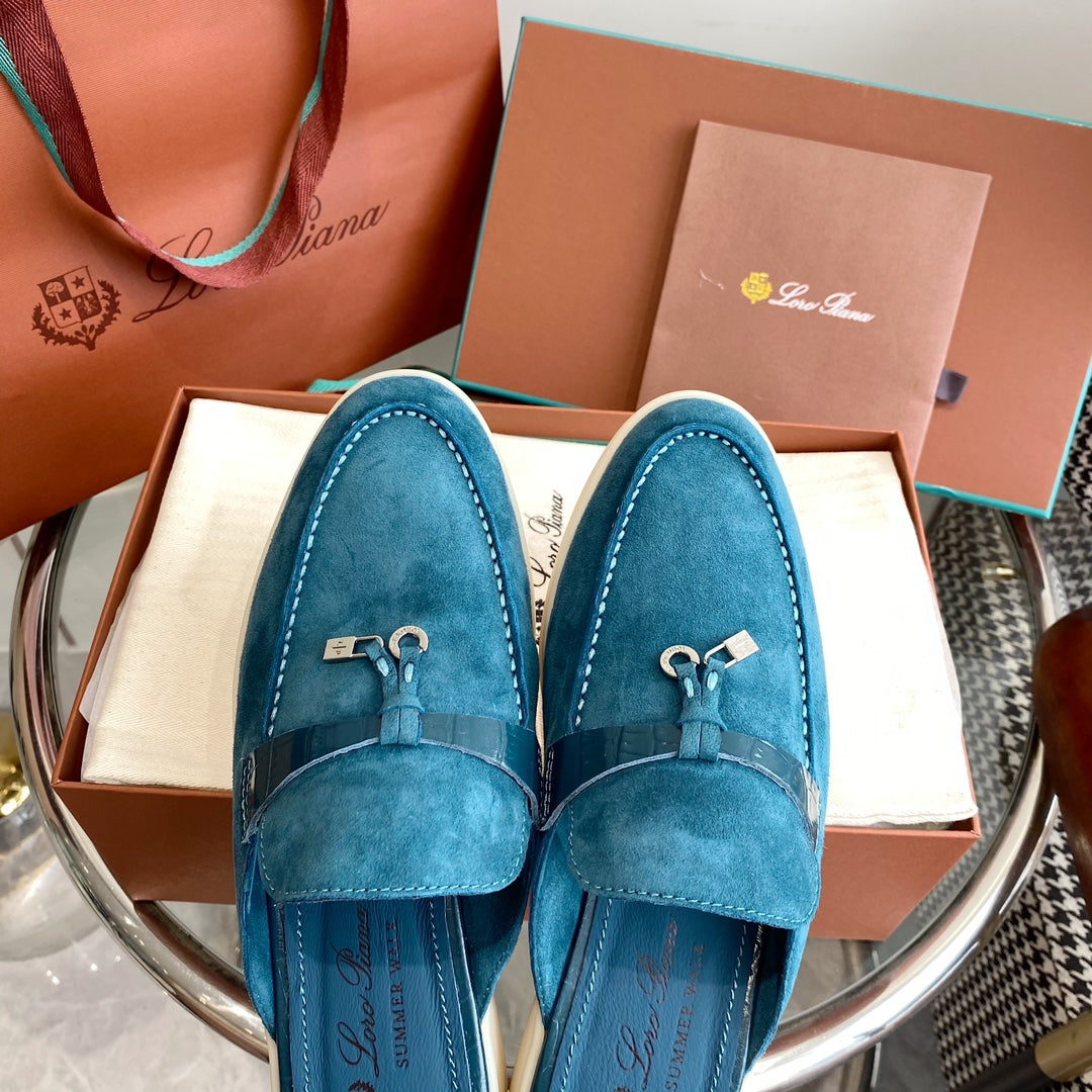LP CHARMS WALK BABOUCHE LOAFERS OCEAN SUEDE