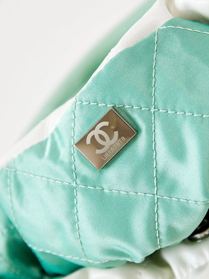 CC MINI 20 HOBO BAG IN WHITE MIX LIGHT GREEN CALFSKIN