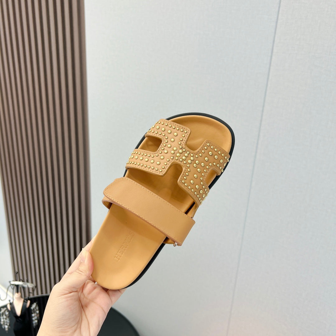 CHYPRE SANDAL LIGHT ORANGE CALFSKIN STYLIZED