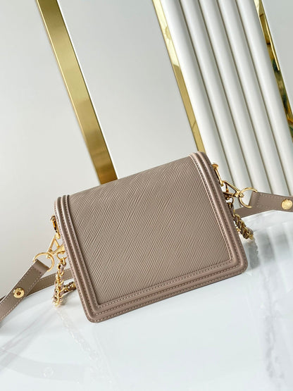 DAUPHINE MINI 20 IN MEDIUM BROWN EPI GRAINED CALFSKIN GOLD HARDWARE