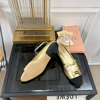 Sandal Ballet Metallic Gold Color Sheepskin