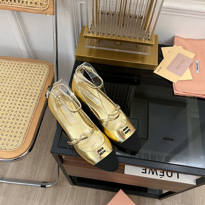 Sandal Ballet Metallic Gold Color Sheepskin