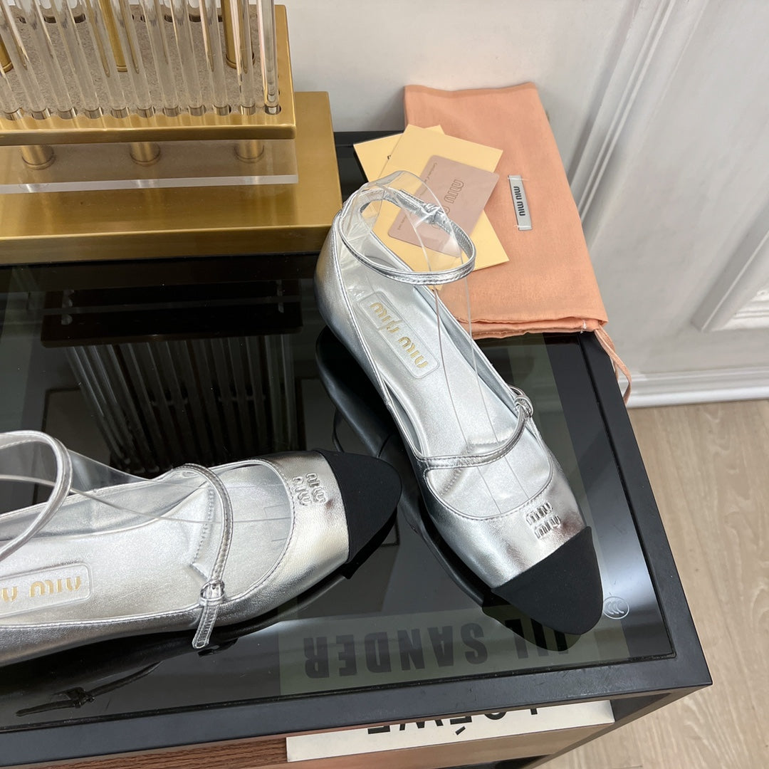 Sandal Ballets Silver Sheepskin