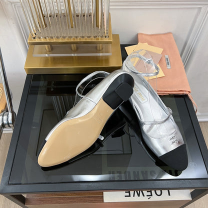 Sandal Ballets Silver Sheepskin