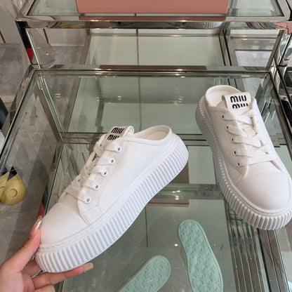 Mule Shoes White Canvas