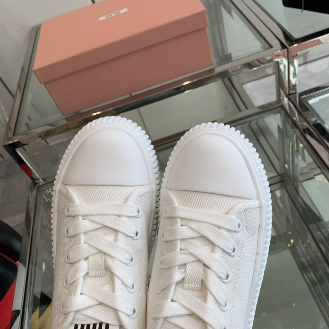 Mule Shoes White Canvas