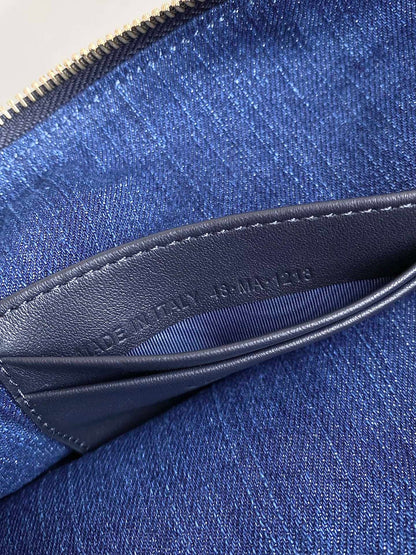 DIORSTAR 28 HOBO BAG WITH CHAIN BLUE DENIM OBLIQUE JACQUARD