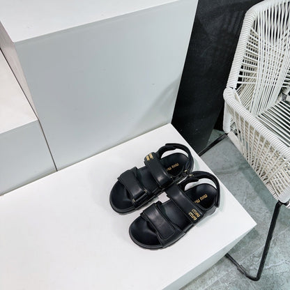 Sandals Black Sheepskin With Stylized Straps