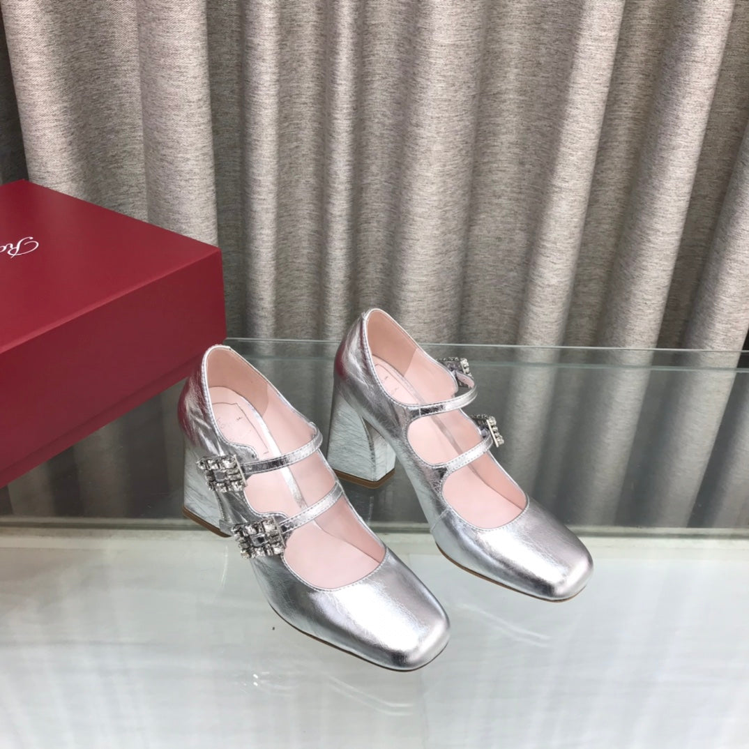 LP ROGER VIVIER SANDAL SILVER LEATHER