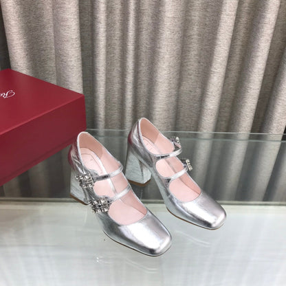 LP ROGER VIVIER SANDAL SILVER LEATHER