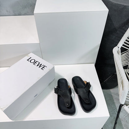 LW THONG SANDALS BLACK CALFSKIN