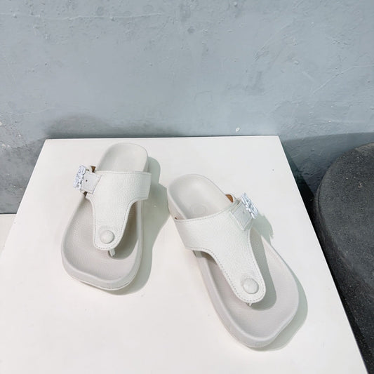 LW THONG SANDALS WHITE CALFSKIN