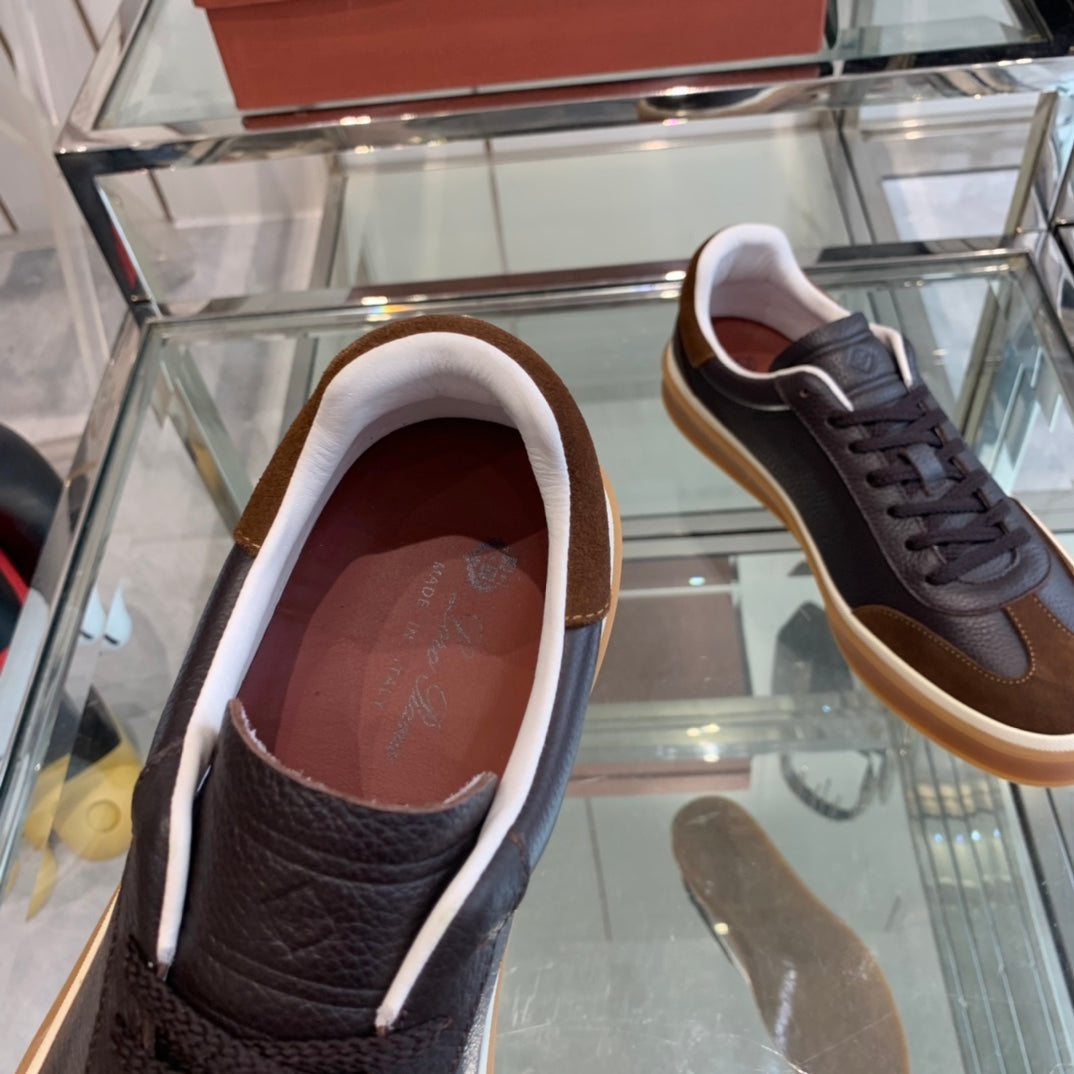 LP TENNIS WALK SNEAKERS ANCHOR AND BROWN CALFSKIN