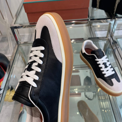 LP TENNIS WALK SNEAKERS BLACK AND BEIGE CALFSKIN