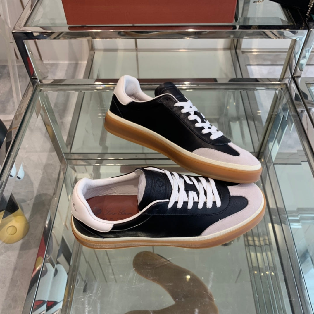 LP TENNIS WALK SNEAKERS BLACK AND BEIGE CALFSKIN