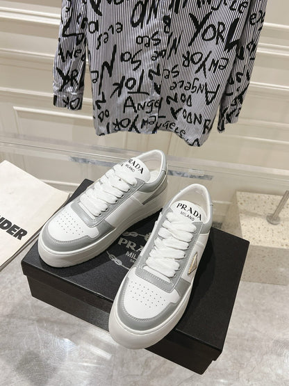 PRA DOWNTOWN BOLD SNEAKERS WHITE AND LIGHT GRAY CALFSKIN