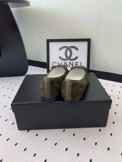 BALLET FLAT OLIVE GREEN MIX BLACK VELVET