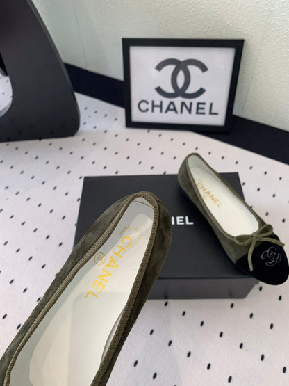 BALLET FLAT OLIVE GREEN MIX BLACK VELVET