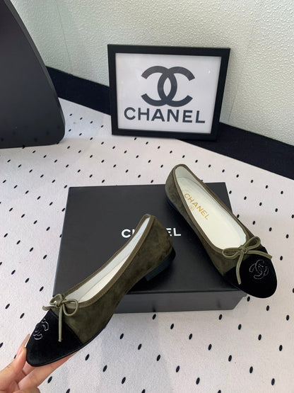 BALLET FLAT OLIVE GREEN MIX BLACK VELVET