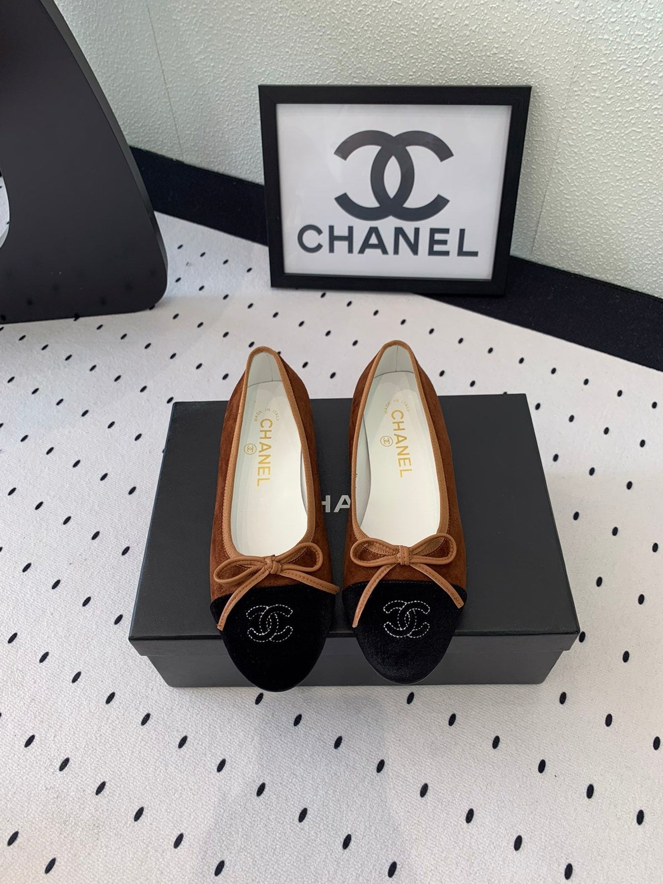 BALLET FLAT BROWN MIX BLACK VELVET