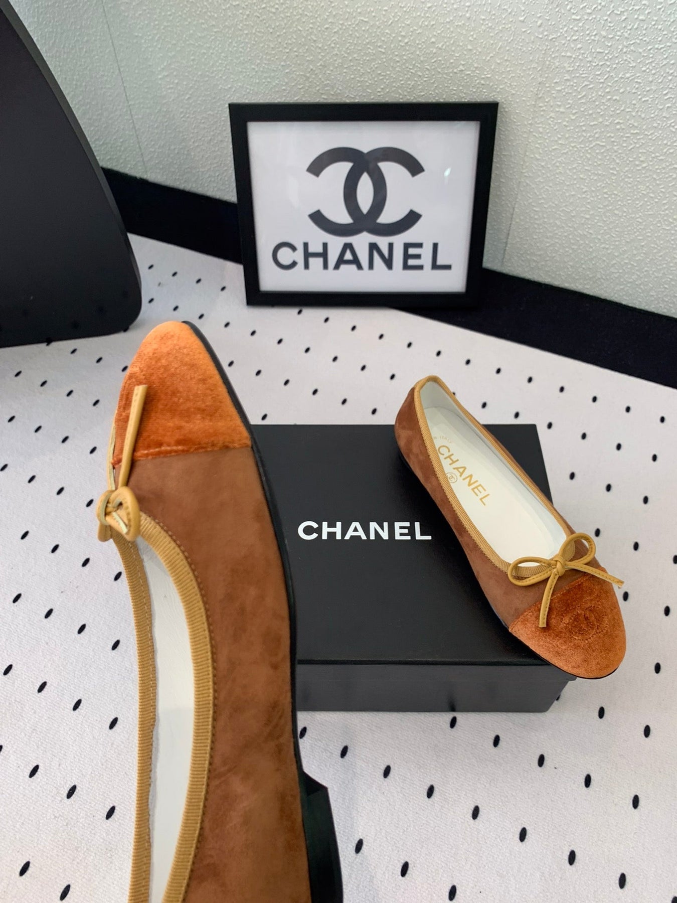 BALLET FLAT LIGHT BROWN MIX BROWN VELVET