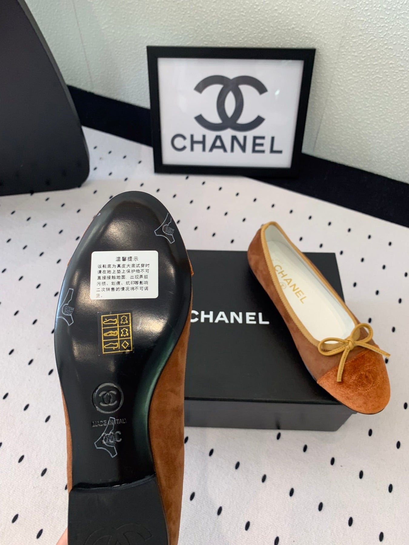 BALLET FLAT LIGHT BROWN MIX BROWN VELVET