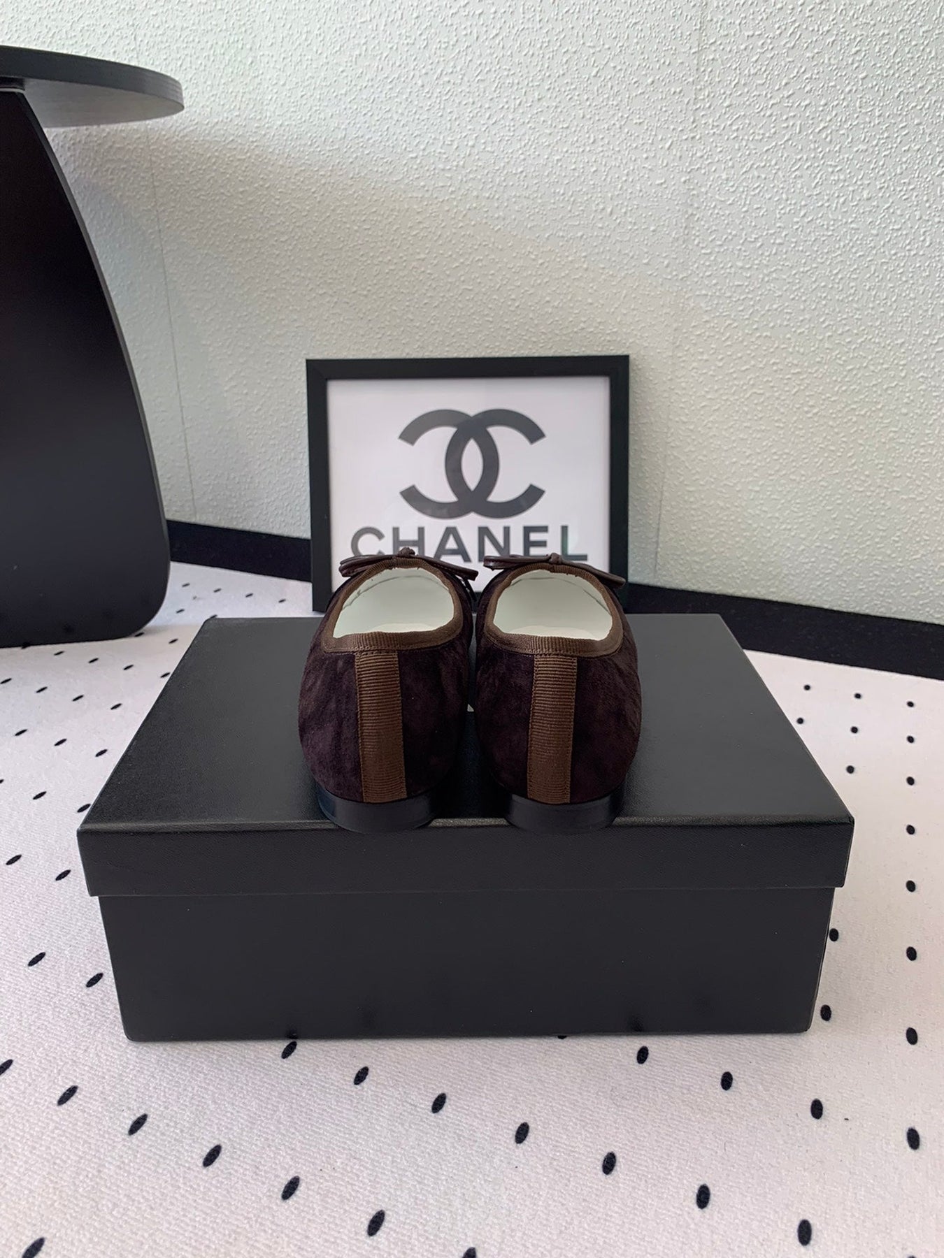 BALLET FLAT DARK BROWN MIX BLACK VELVET