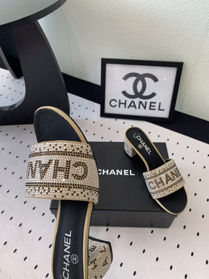 RHINESTONE LETTER HIGH HEELS CARAMEL BROWN AND BLACK LAMBSKIN