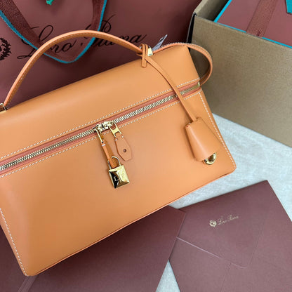 EXTRA BAG L27 IN NEON ORANGE SMOOTH CALFSKIN WITH GOLD HARDWARE
