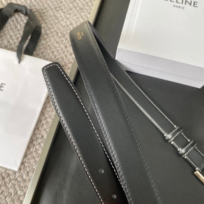 BELT 25MM IN BLACK REVERSIBLE ITALIAN CALFSKIN WITH VINTAGE SILVER BUCKLE WHITE STITCHING