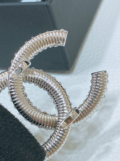 CC ELASTIC BELT 30MM IN BLACK WOOL FABRIC SILVER HARDWARE WITH RHINSTONES