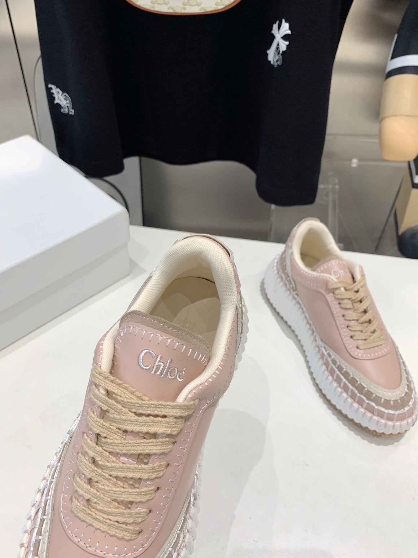 NAMA SNEAKER 5 CM IN LIGHT PINK CALFSKIN