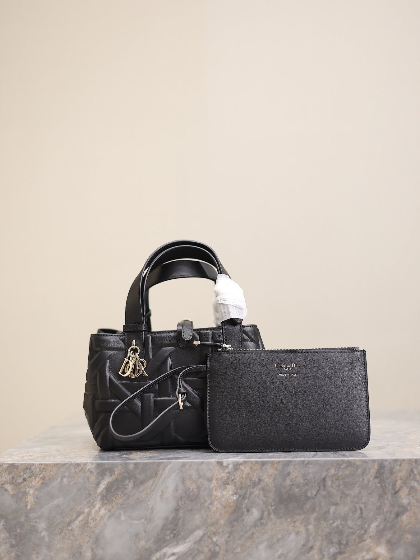MINI TOUJOURS BAG 23 IN BLACK CANNAGE GRAPHIC CALFSKIN