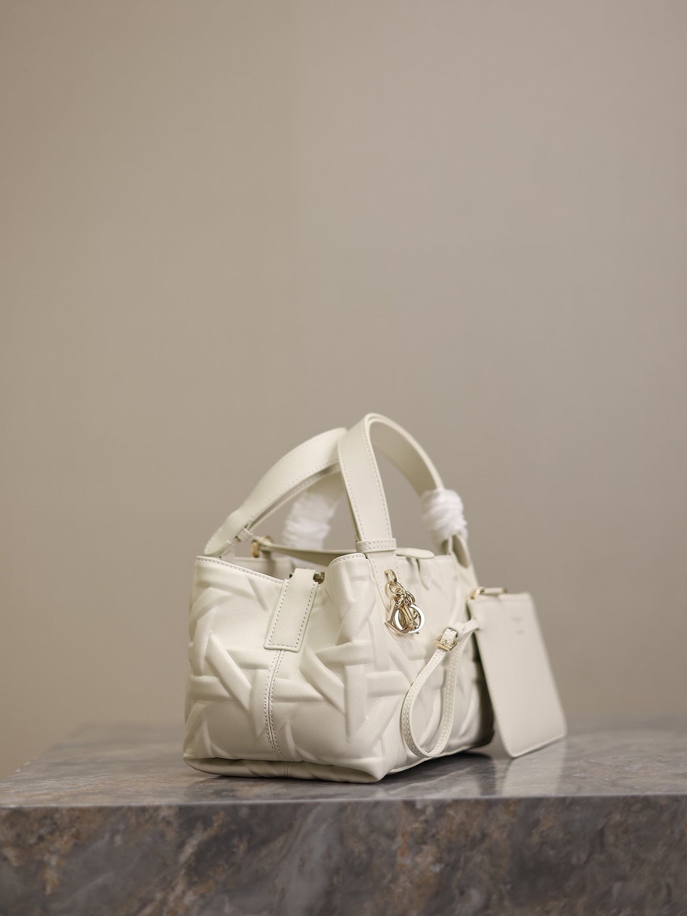 MINI TOUJOURS BAG 23 IN WHITE CANNAGE GRAPHIC CALFSKIN